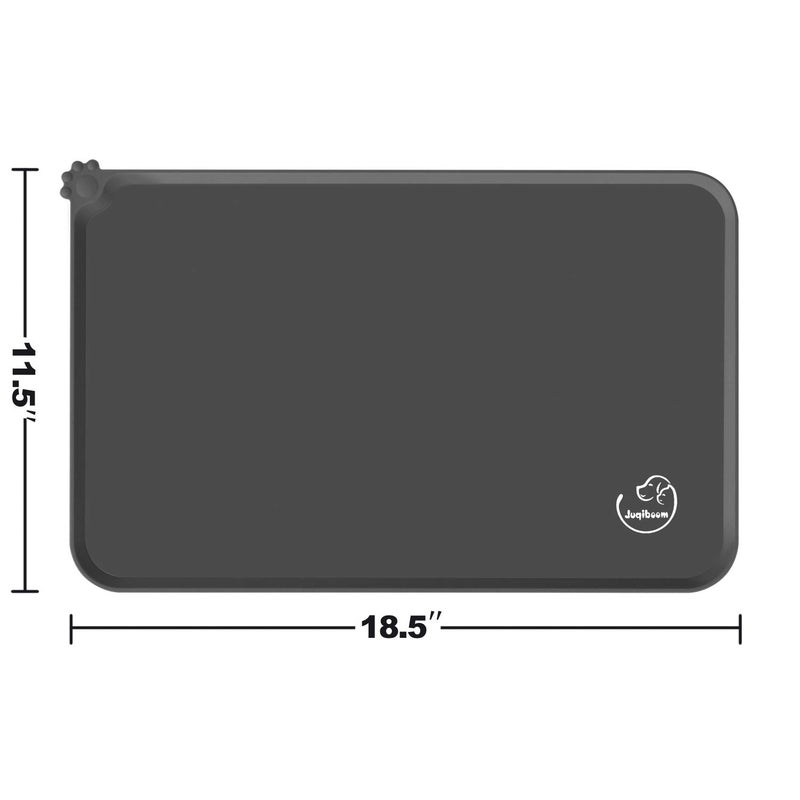 Juqiboom Silicone Waterproof Dog Cat Pet Feeding Mats, Non Slip, Easy Clean Pet Dog Cat Bowl Mats Placemat (18.5" x 11.5") Grey - Image 3